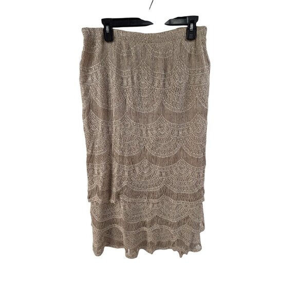 Vintage Gold Metallic Crochet 3 Piece Set: Scalloped Fringe, Size X Large Vintag - Picture 7 of 16